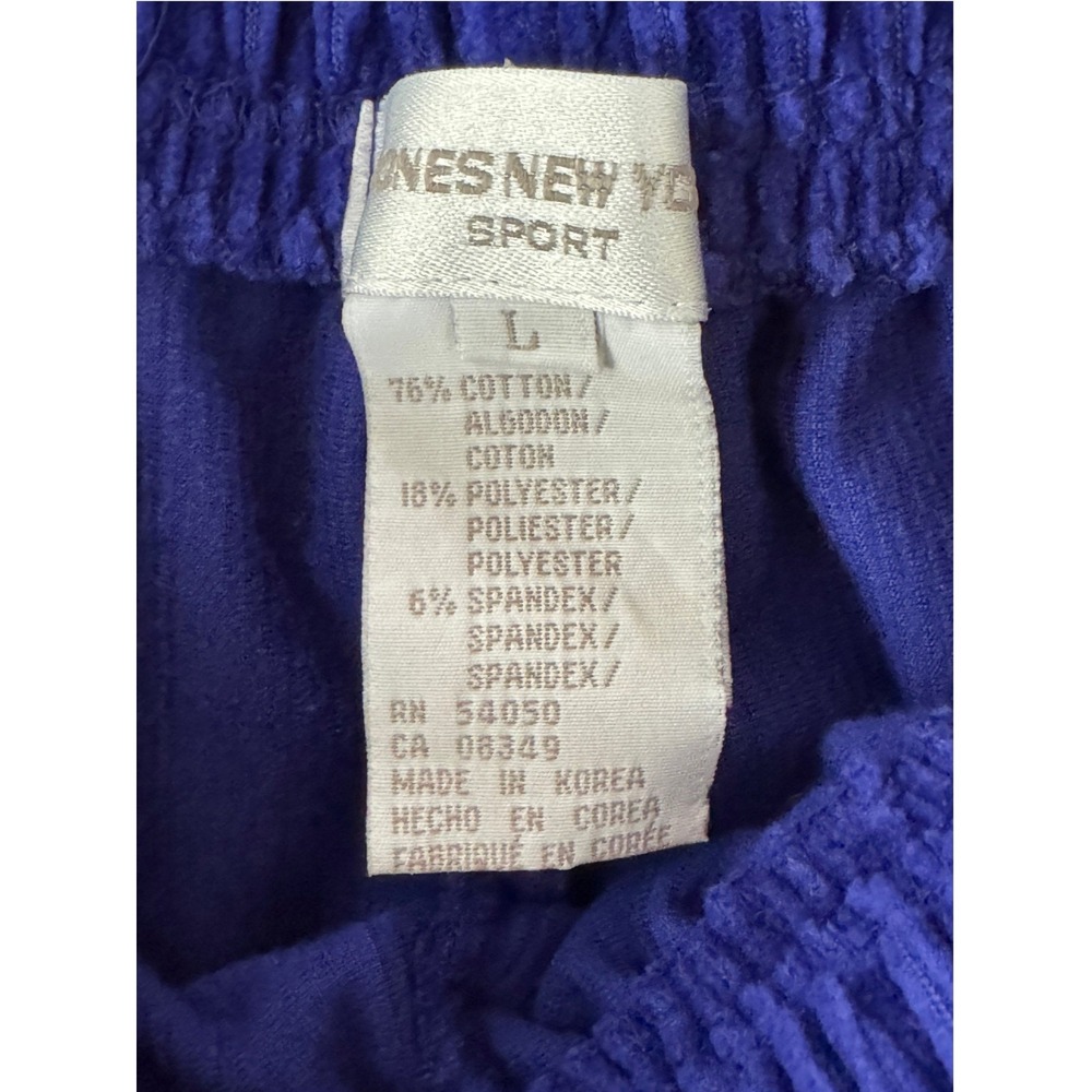 Jones New York Sport Velvet Pants Women Large Blue Elastic Waist Slim Velour‎ L - Picture 10 of 11